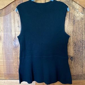 Talbots Black Thin Ribbed Peplum Sleeveless Top